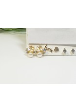 EMA0182 - Gold Heart,Luck, Flower, Pearl  Multi-Pack Earring