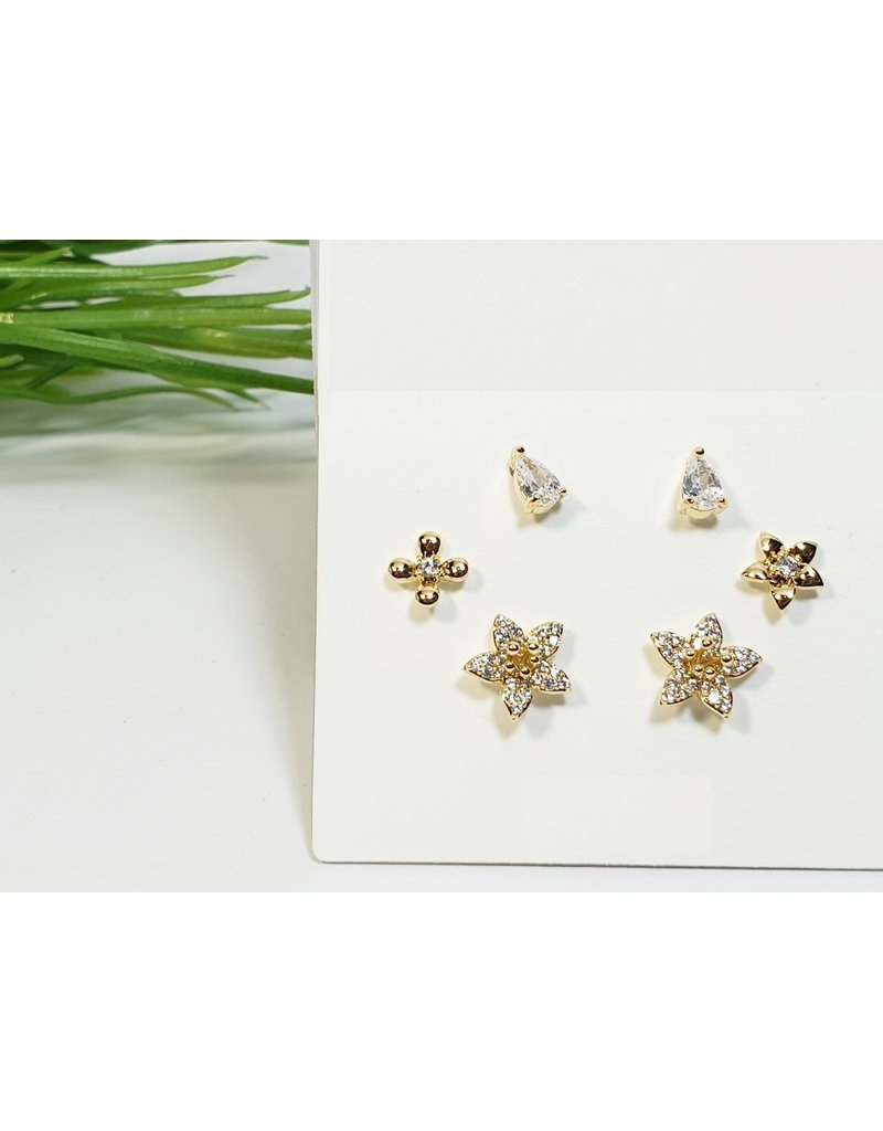 EMA0188 - Gold Flower  Multi-Pack Earring