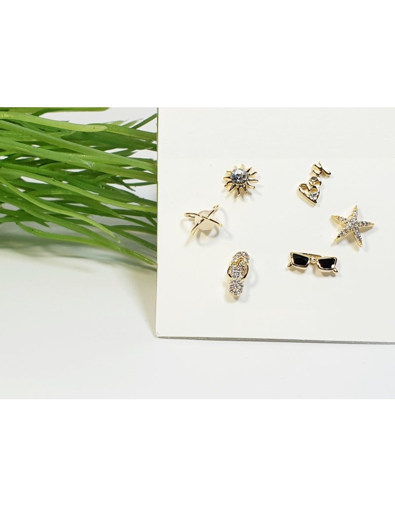 EMA0206 - Gold Sunglasses, Sandal, Star  Multi-Pack Earring