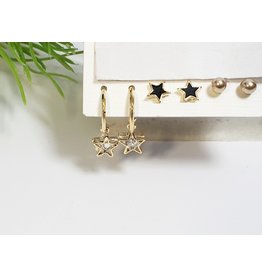 EMA0219 - Gold Black Star  Multi-Pack Earring
