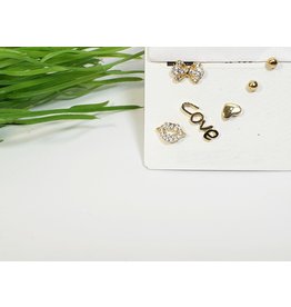 EMA0221 - Gold Love  Multi-Pack Earring