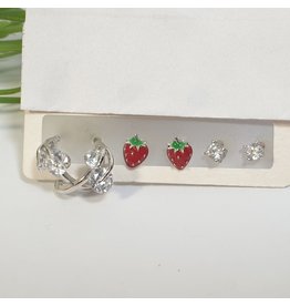 EMA0220 - Silver Red  Multi-Pack Earring