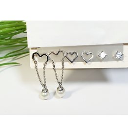 EMA0263 - Silver Heart  Multi-Pack Earring
