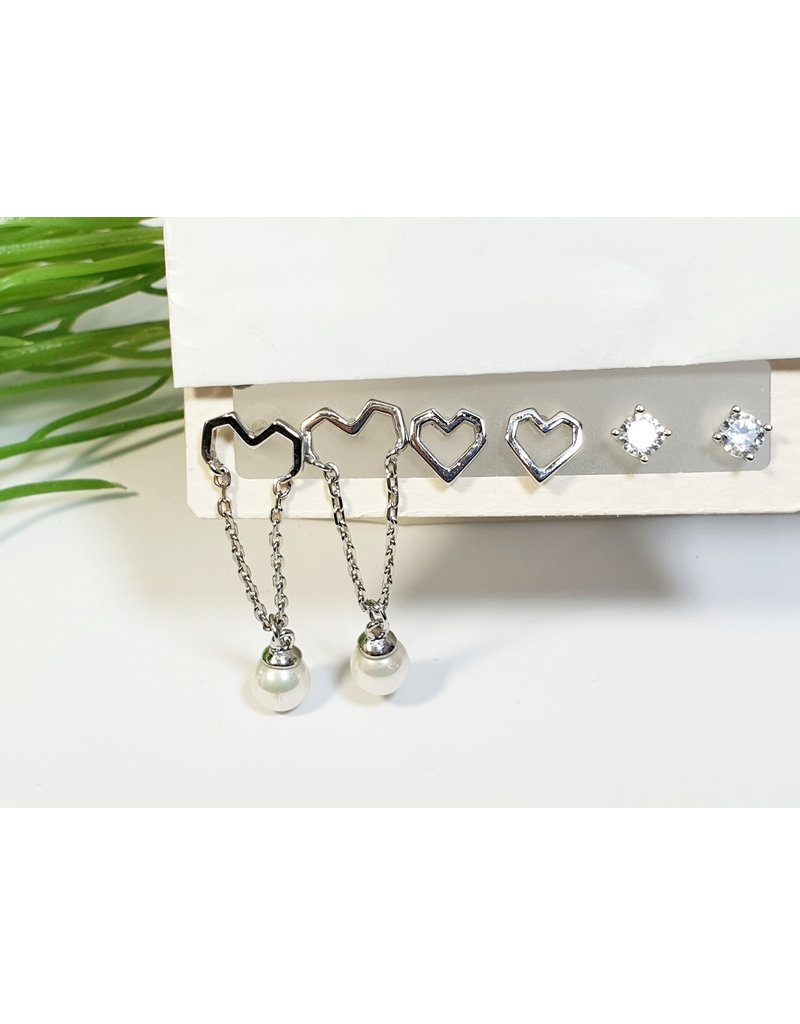 EMA0263 - Silver Heart  Multi-Pack Earring