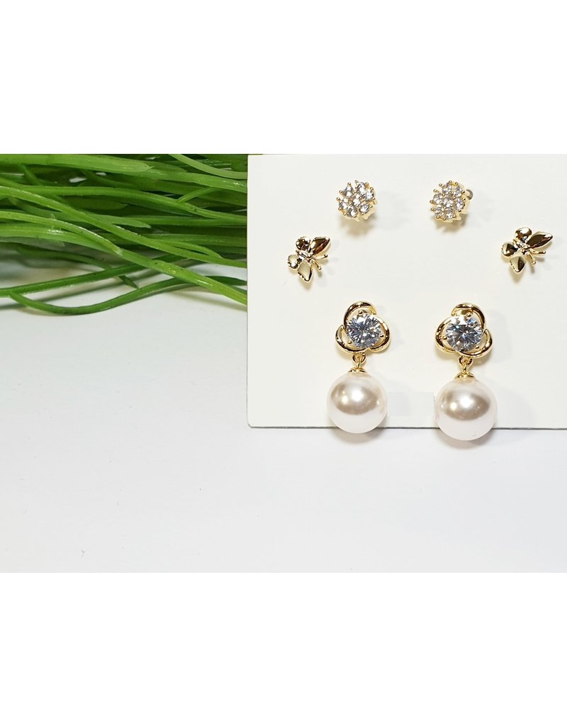 EMA0266 - Gold Pearls  Multi-Pack Earring