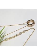 GSA0003-Gold, Circle Pendant Necklace with BAGUETTE CRYSTAL BRACELET