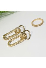 GSA0004-Gold, Drop Earring with DIAMOND SIMULANT RING