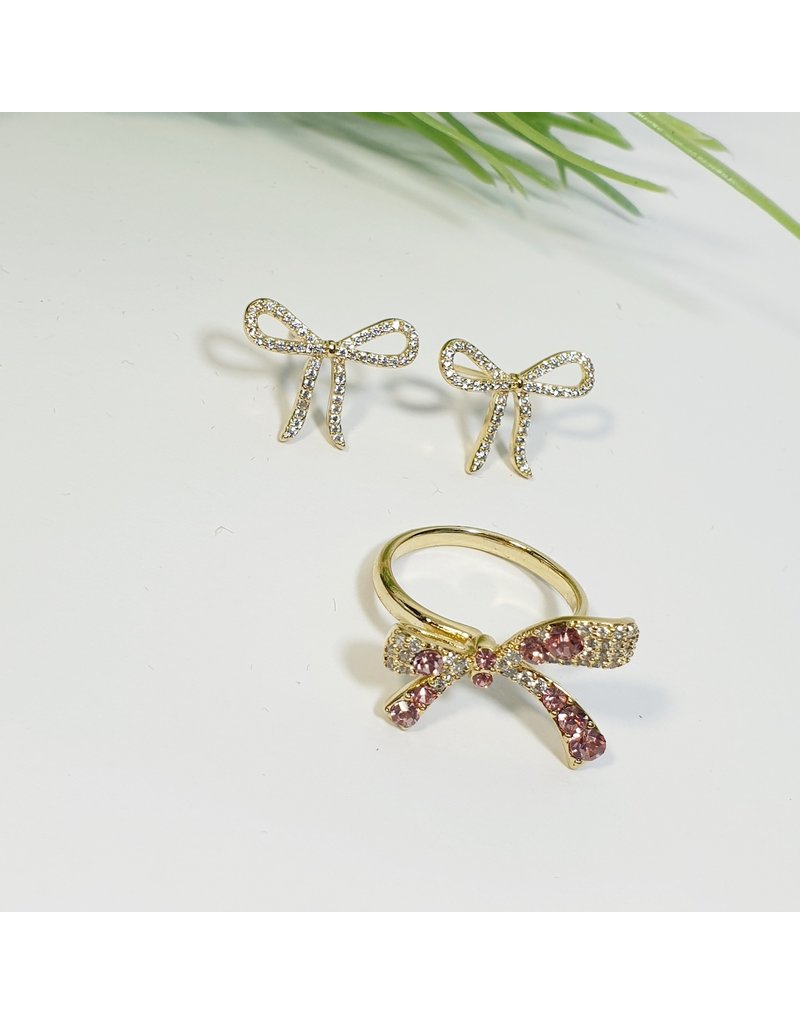 GSA0002-Gold, Bow earring with RING