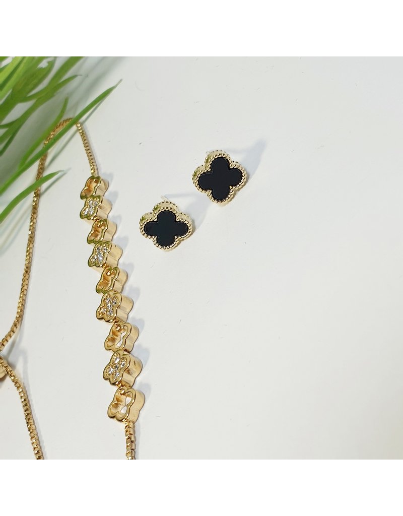 GSA0008-Gold, Clove Adjustable Bracelet with EARRING