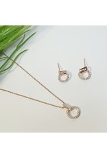 GSA0017-Rose Gold, Necklace And Earring Set with