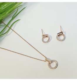 GSA0017-Rose Gold, Necklace And Earring Set with