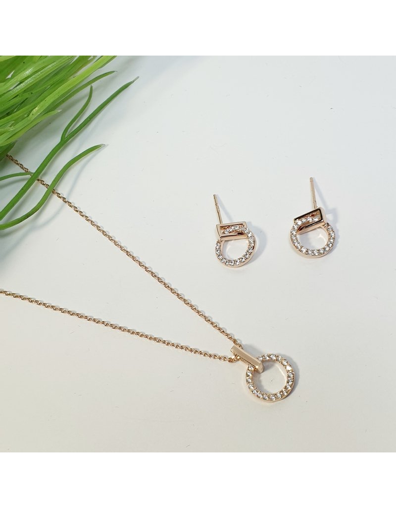 GSA0017-Rose Gold, Necklace And Earring Set with