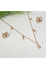 GSA0020-Rose Gold, Lock, Key Drop Necklace with