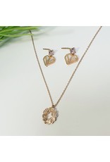 GSA0022-Rose Gold, Sterling Silver Heart Necklace with HEART DROP EARRING