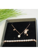 GSA0021-Rose Gold, Ice Cream Necklace with TENNIS BRACELET