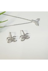 GSA0031-Silver, Diamante Earring with MERMAID TAIL NECKLACE