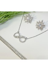 GSA0039-Silver, Infinity Necklacebaguette Bracelet with CLUSTER EARRING