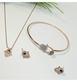 GSA0044-Rose Gold, Evil Eye Necklace & Earring with EVIL EYE BRACELET