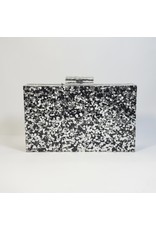 Cta0003 - Black, Marble Clutch Bag