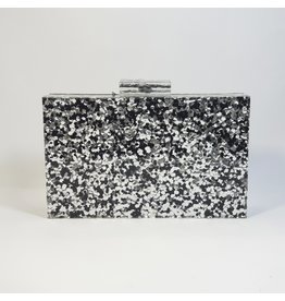 Cta0003 - Black, Marble Clutch Bag