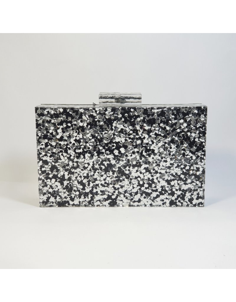 Cta0003 - Black, Marble Clutch Bag