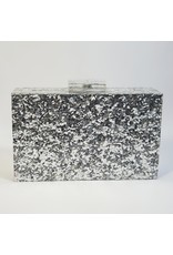 Cta0007 - Silver, Marble Clutch Bag
