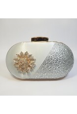 Cta0022 - Silver, Crystal Clutch Bag