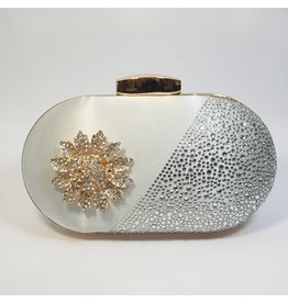 Cta0022 - Silver, Crystal Clutch Bag