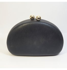 Cta0034 - Black, Oval Clutch Bag