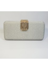 Cta0048 - Silver, Rectangle, Gold Crystal Clutch Bag