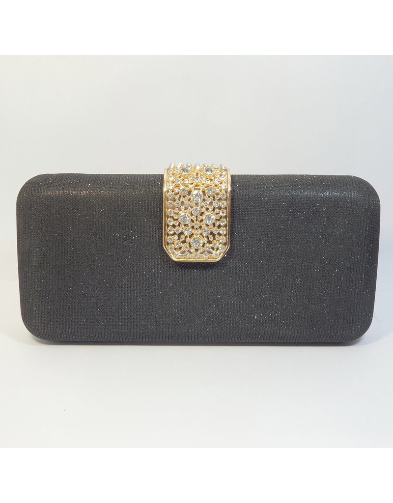 Cta0068 - Black, Crystal Clutch Bag