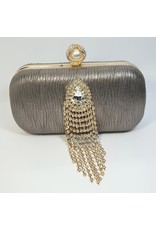 Cta0069 - Grey, Crystal Clutch Bag