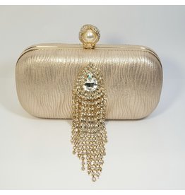 Cta0070 - Gold, Crystal Clutch Bag