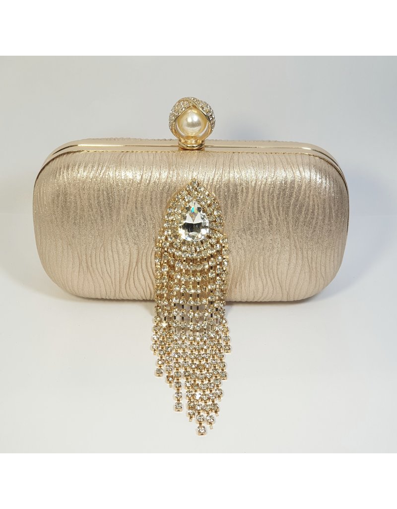 Cta0070 - Gold, Crystal Clutch Bag