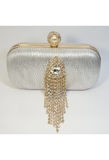 Cta0071 - Silver, Crystal Clutch Bag