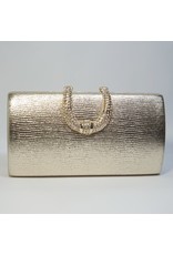 Cta0101 - Gold, Rectangle, Crystal Clutch Bag