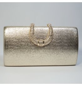 Cta0101 - Gold, Rectangle, Crystal Clutch Bag