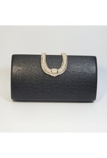 Cta0102 - Black, Rectangle, Crystal Clutch Bag