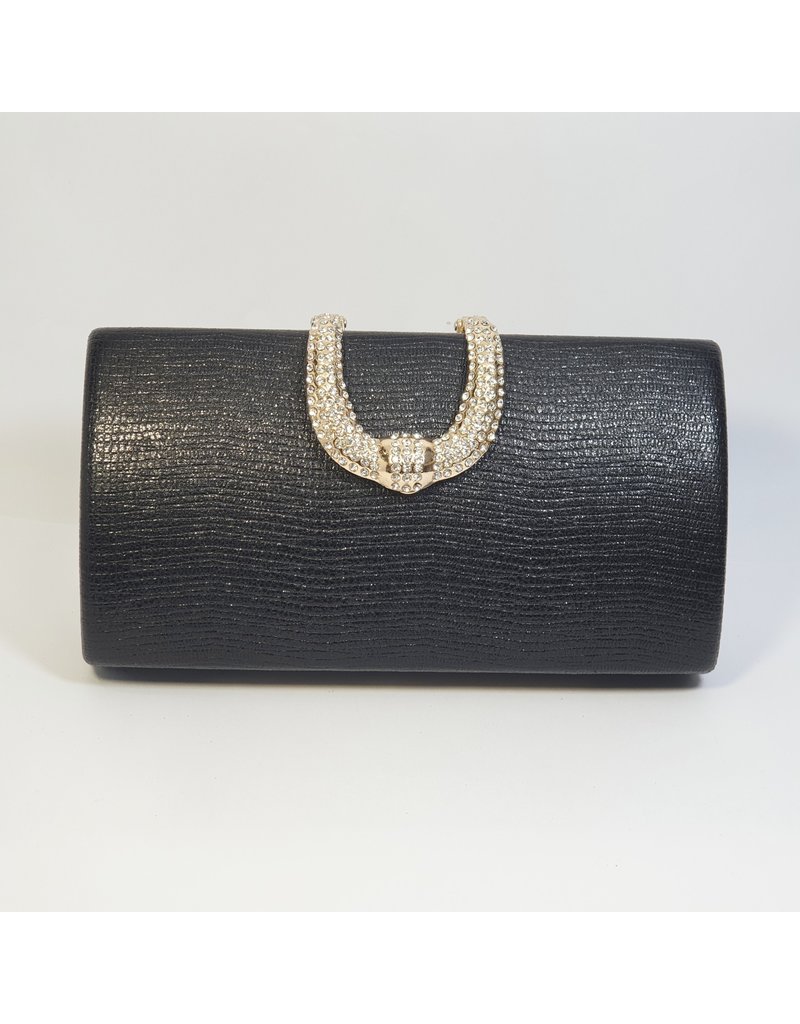 Cta0102 - Black, Rectangle, Crystal Clutch Bag