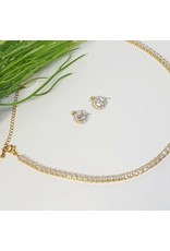 GSA0009-Gold, Square Choker with SQUARE STONE EARRING