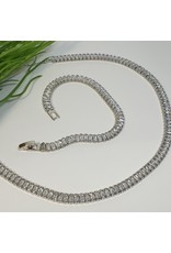 GSA0045-Silver, Baguette Choker with BAGUETTE BRACELET