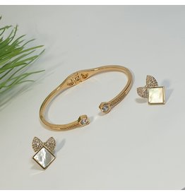 GSA0046-Gold, Bow Earring with BANGLE