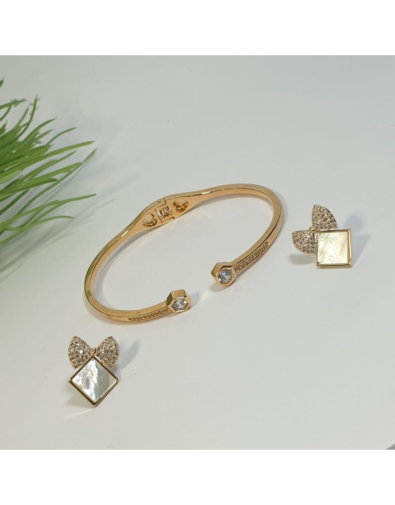 GSA0046-Gold, Bow Earring with BANGLE