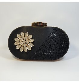 Cta0020 - Black, Crystal Clutch Bag