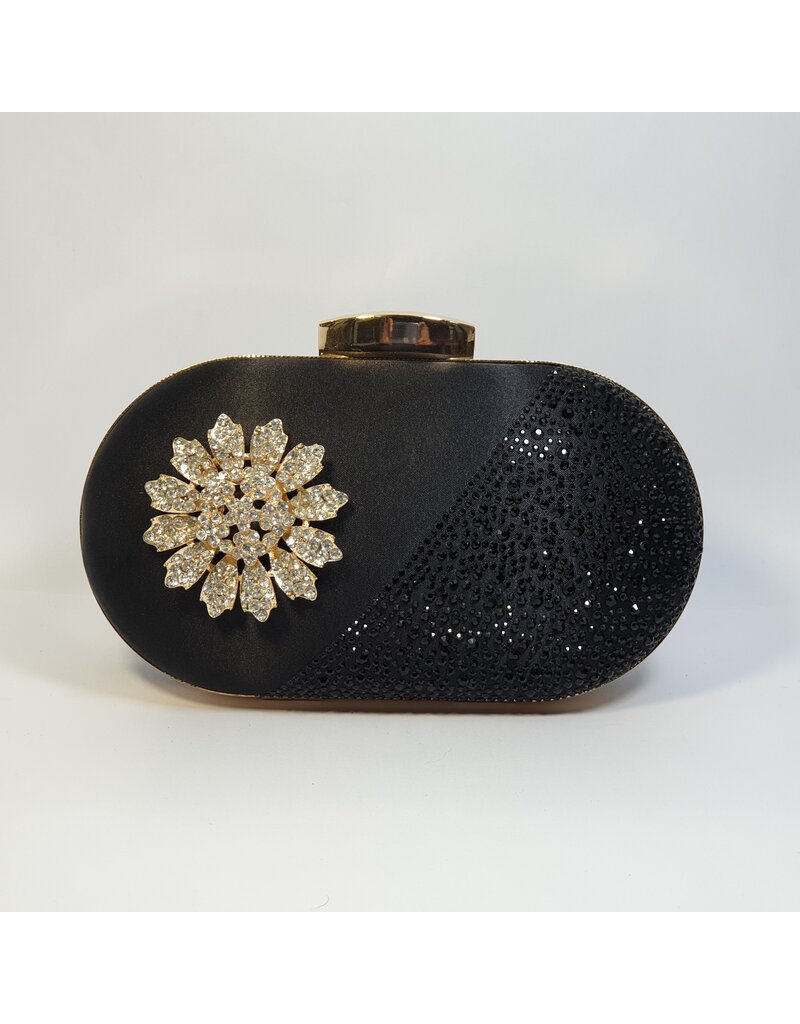 Cta0020 - Black, Crystal Clutch Bag