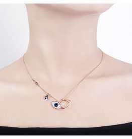 EEA0050-Rose Gold Eye Necklace