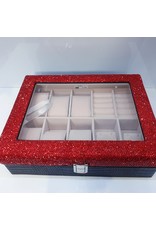 HRG0008 - Red, Black Square Jewellery Box With Watch Holders