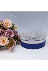 HRG0018 - Silver, Navy Half Round Jewellery Box