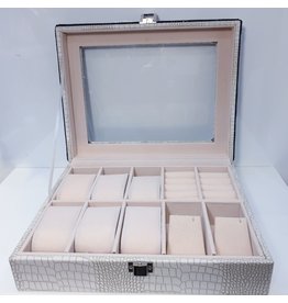 HRG0019 - Blue, White Square Jewellery Box With Watch Holders