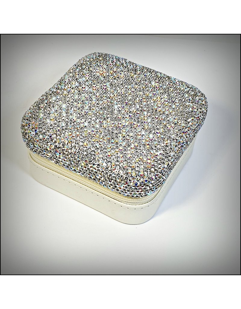 HRG0023 - Silver, White Square Mini Jewellery Box